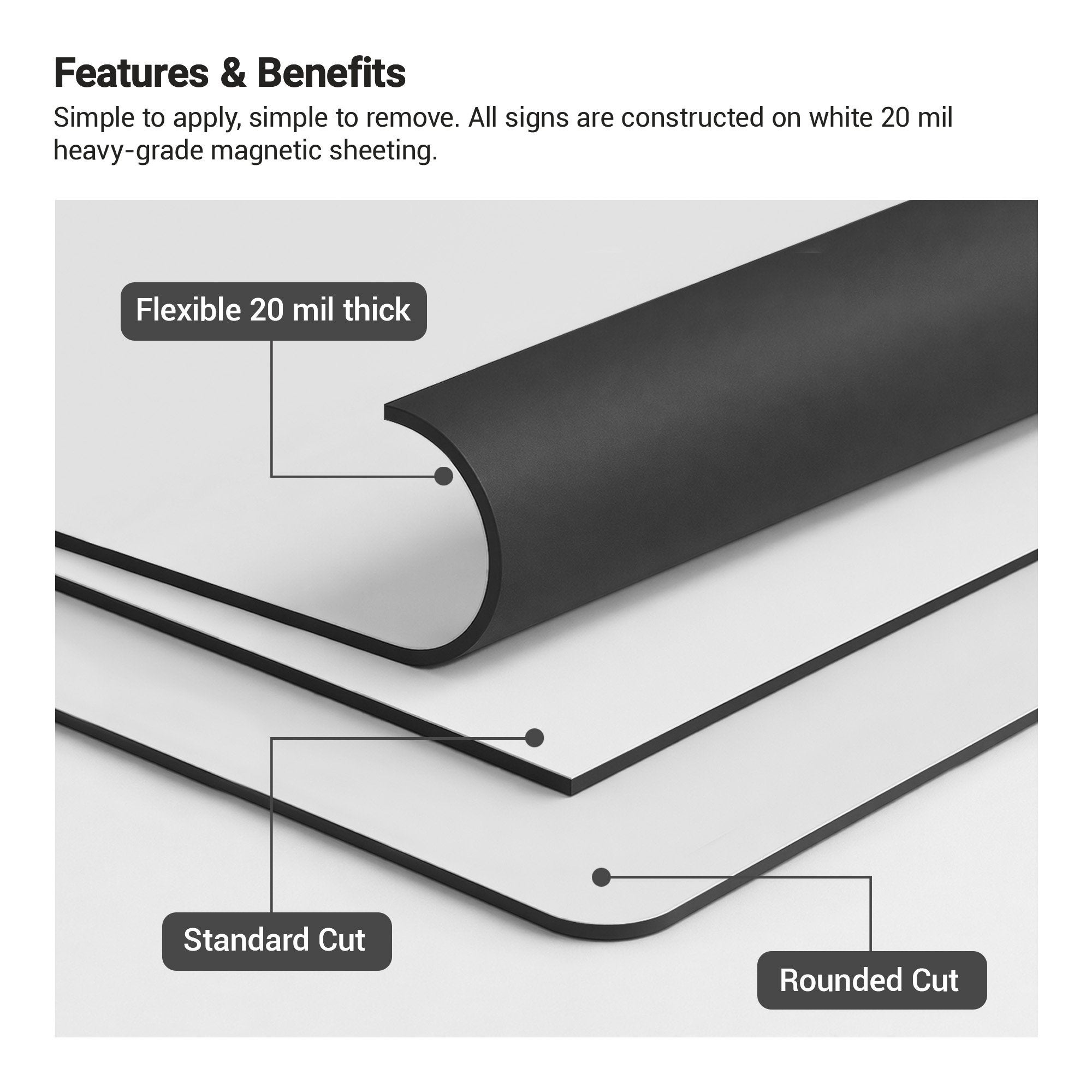 Car magnets are made from 20 mil heavy-grade magnetic sheeting that is easy to apply and remove