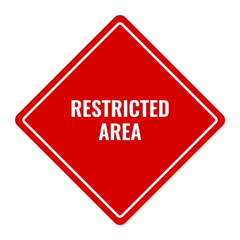 RESTRICTED AREA red aluminum diamond sign