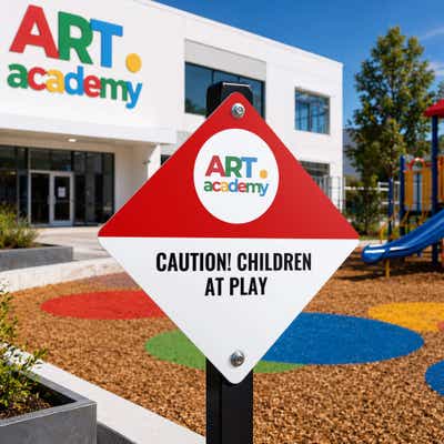Custom Diamond Sign - Split Design with Logo - alternate view