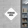 A white diamond aluminum sign for a storage area