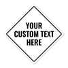 Custom white diamond aluminum sign with three lines of text
