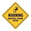 A custom yellow diamond sign with a warning and an icon