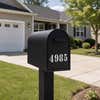 Numbers stenciled onto a mailbox with white paint