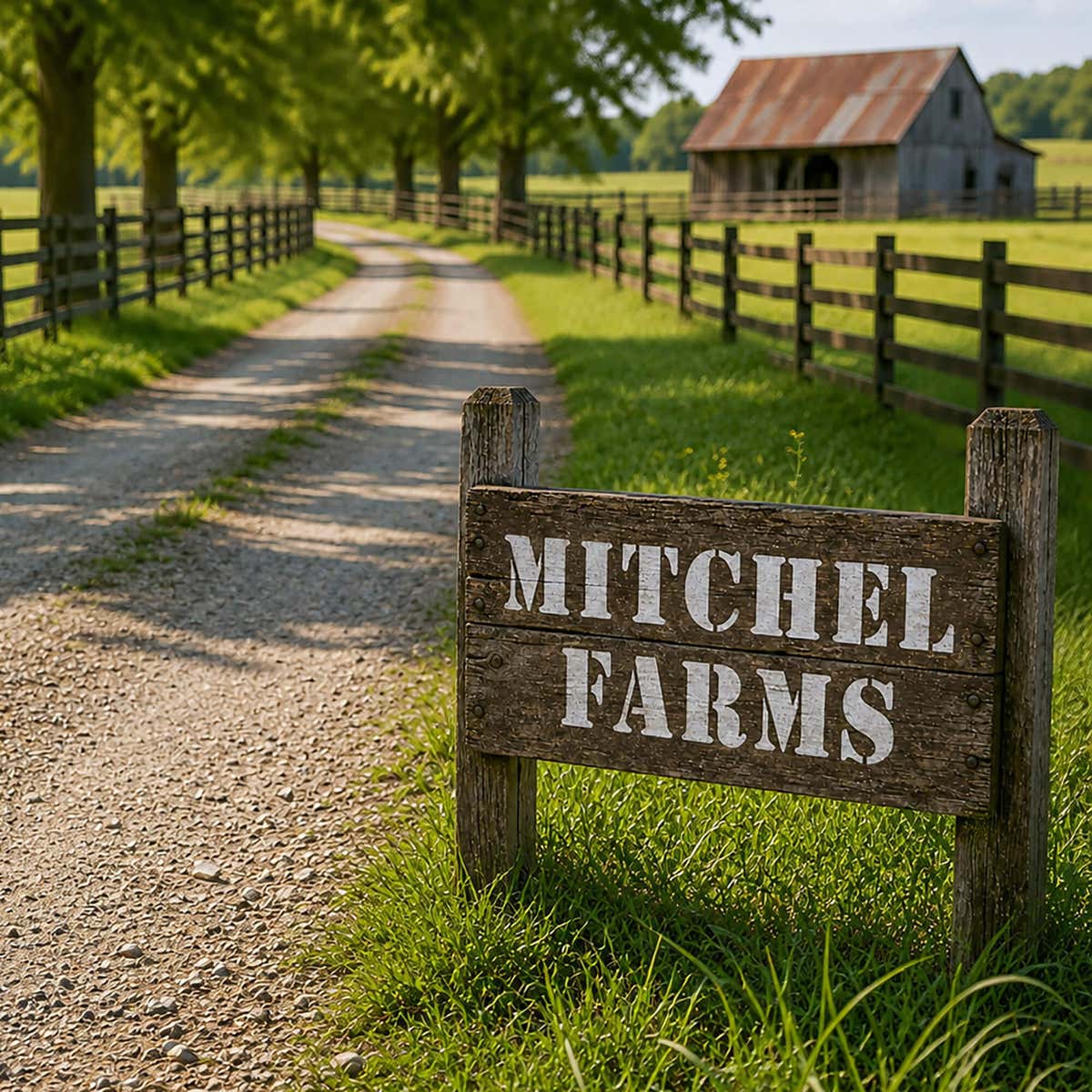 A wooden sign for a farm that was made using a stencil