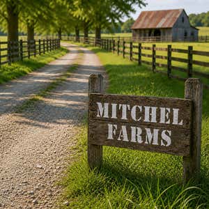 A wooden sign for a farm that was made using a stencil