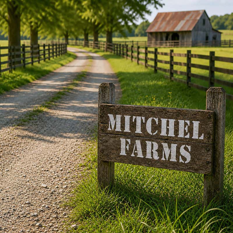 A wooden sign for a farm that was made using a stencil