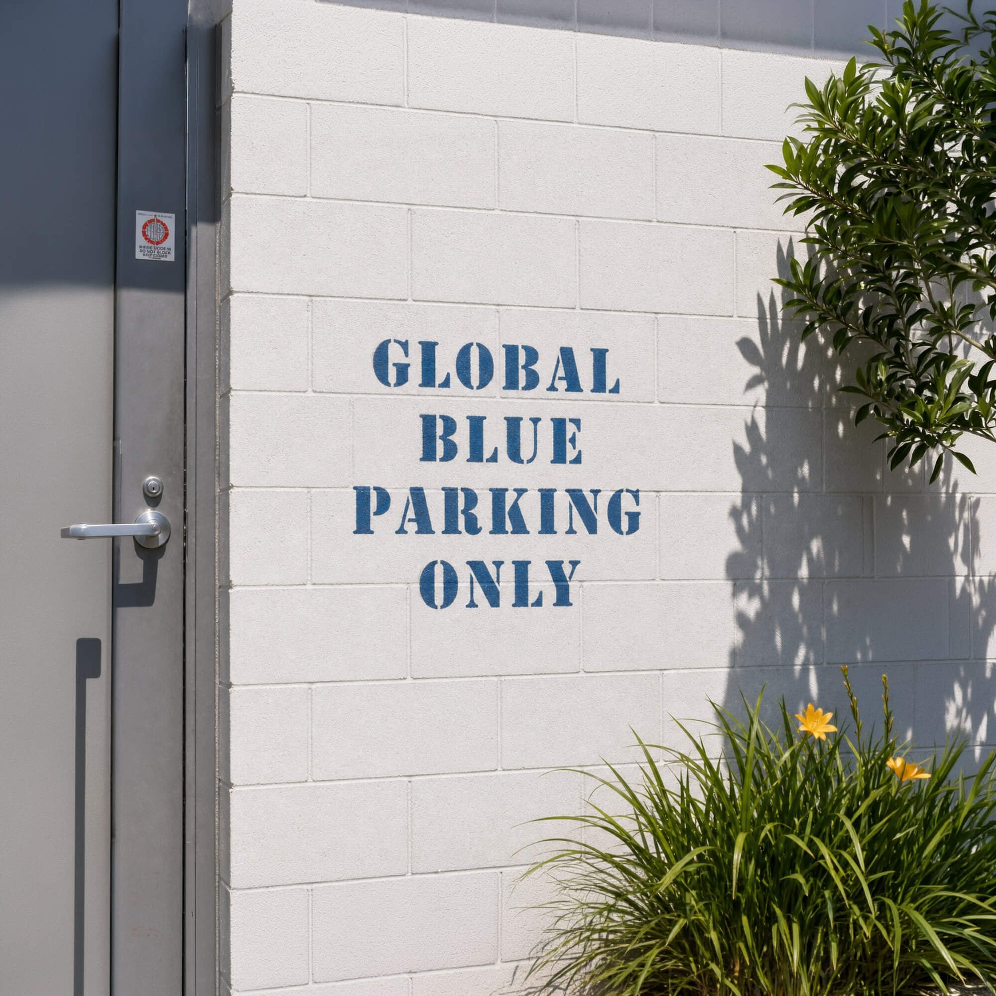 A parking space marked using a stencil