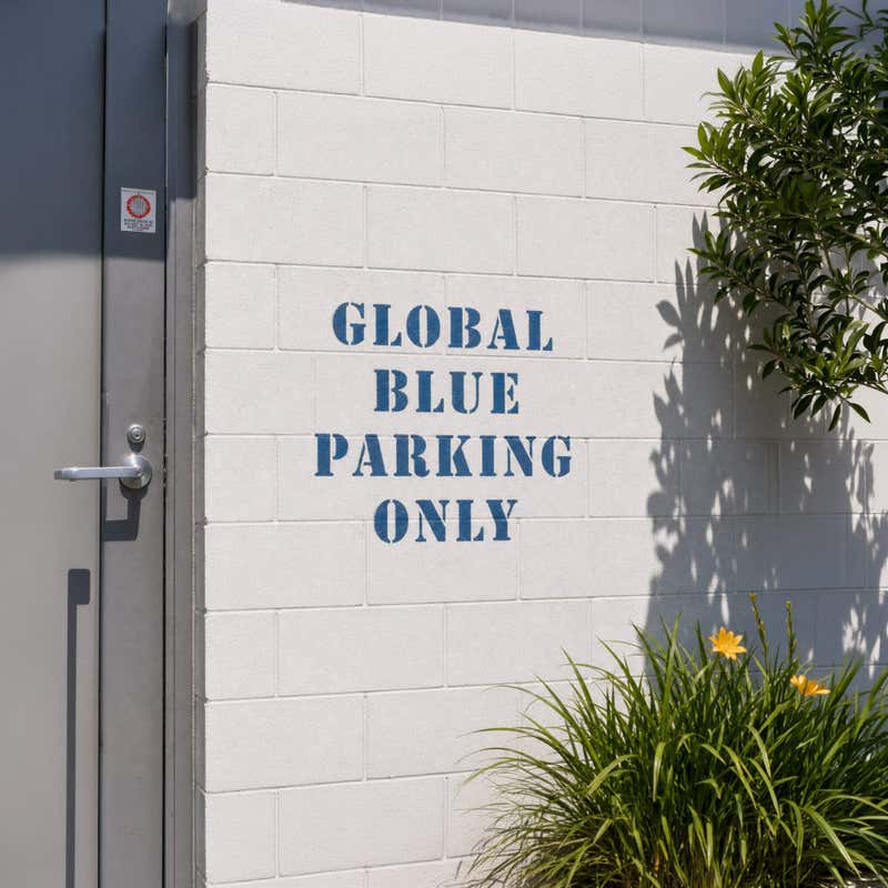 A parking space marked using a stencil