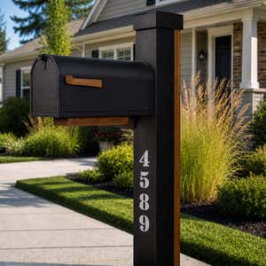 Numbers stenciled onto a mailbox post