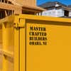 A company name stenciled onto a container