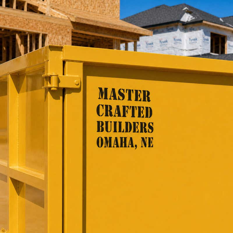 A company name stenciled onto a container