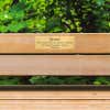 2x6 Engraved Brass Sign Used as a Memorial on a Park Bench