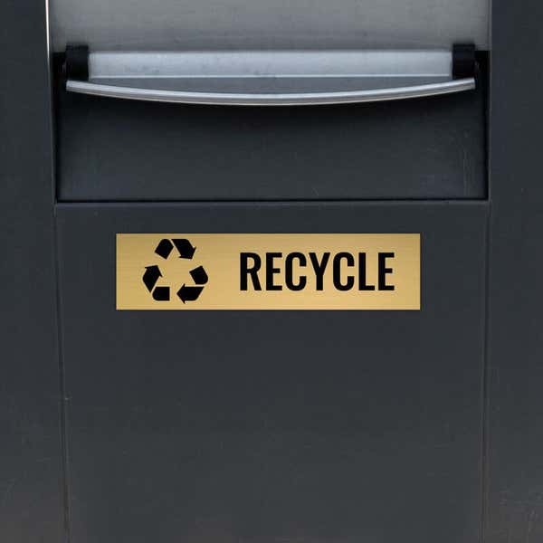 3x12 custom engraved brass sign for recycling 