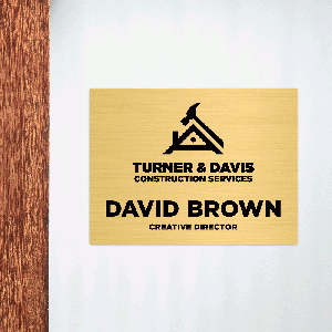 6x8 custom engraved sign displayed by a door
