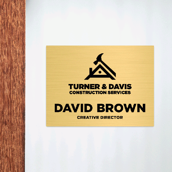 6x8 custom engraved sign displayed by a door