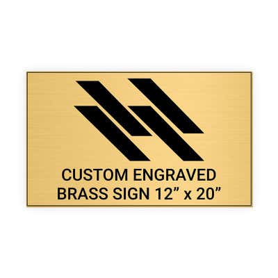 Horizontal Engraved Heavy Brass Signs 12" x 20"