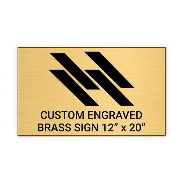 Horizontal Engraved 12" x 20" Heavy Brass Signs 