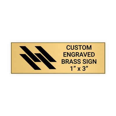 1"x3" custom engraved brass sign with a logo