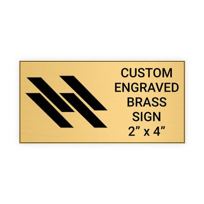 Person Holding A 2 By 4 Custom Engraved Brass Plate