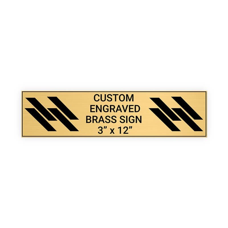 Horizontal Engraved Heavy Brass Signs 3" x 12"