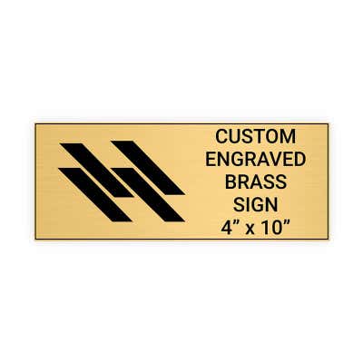 Horizontal Engraved Heavy Brass Signs 4" x 10"