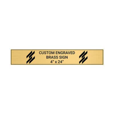 Horizontal Engraved Heavy Brass Signs 4" x 24"