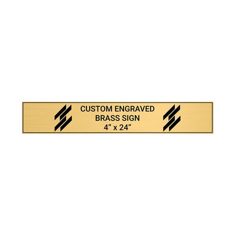 Horizontal Engraved Heavy Brass Signs 4" x 24"