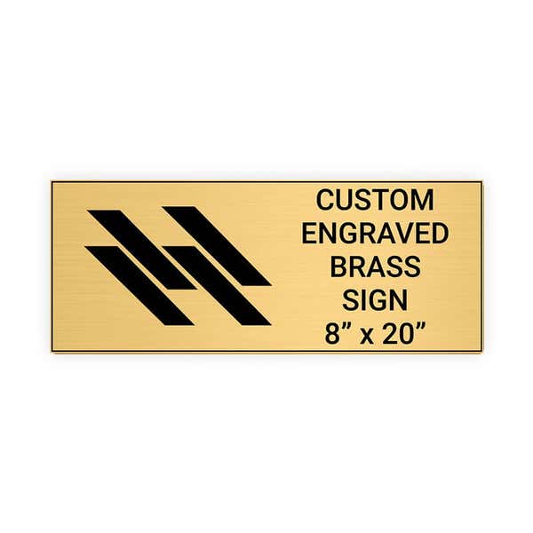 Horizontal Engraved Heavy Brass Signs 8" x 20"