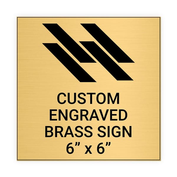 Square Engraved 6" x 6" Brass Signs