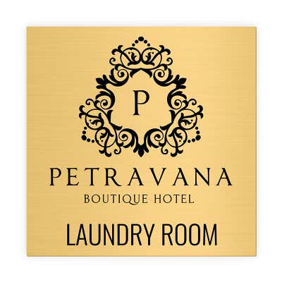 Hotel Example of the Pick Your Size Custom Horizontal Engraved Brass Sign