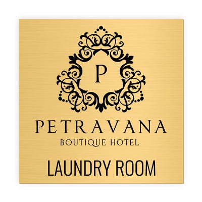 Hotel Example of the Pick Your Size Custom Horizontal Engraved Brass Sign