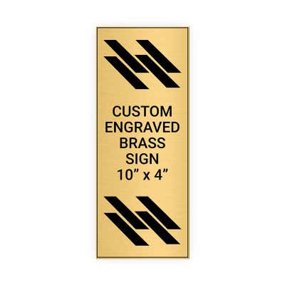 Vertical Engraved Heavy Brass Signs 10" x 4"