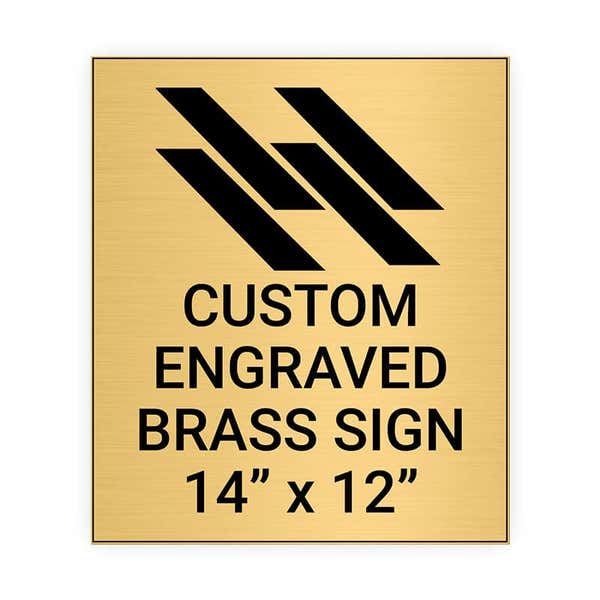 Vertical Engraved Heavy Brass Signs 14" x 12"