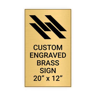 Vertical Engraved Heavy Brass Signs 20" x 12"