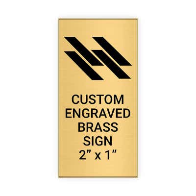 Vertical Engraved Heavy Brass Signs 2" x 1"