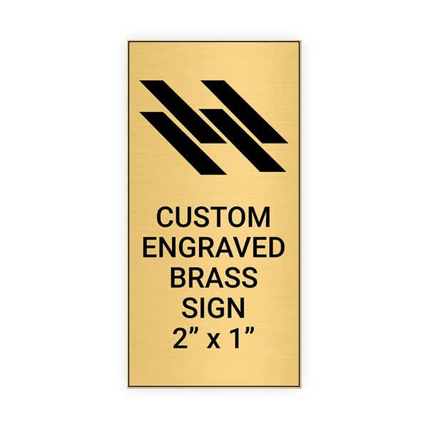 Vertical Engraved Heavy Brass Signs 2" x 1"