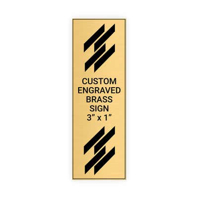 Vertical Engraved Heavy Brass Signs 3" x 1"