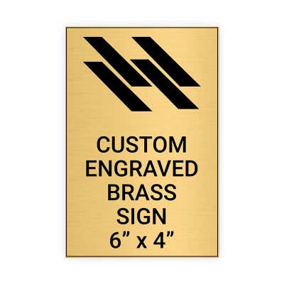 Vertical Engraved Heavy Brass Signs 6" x 4"