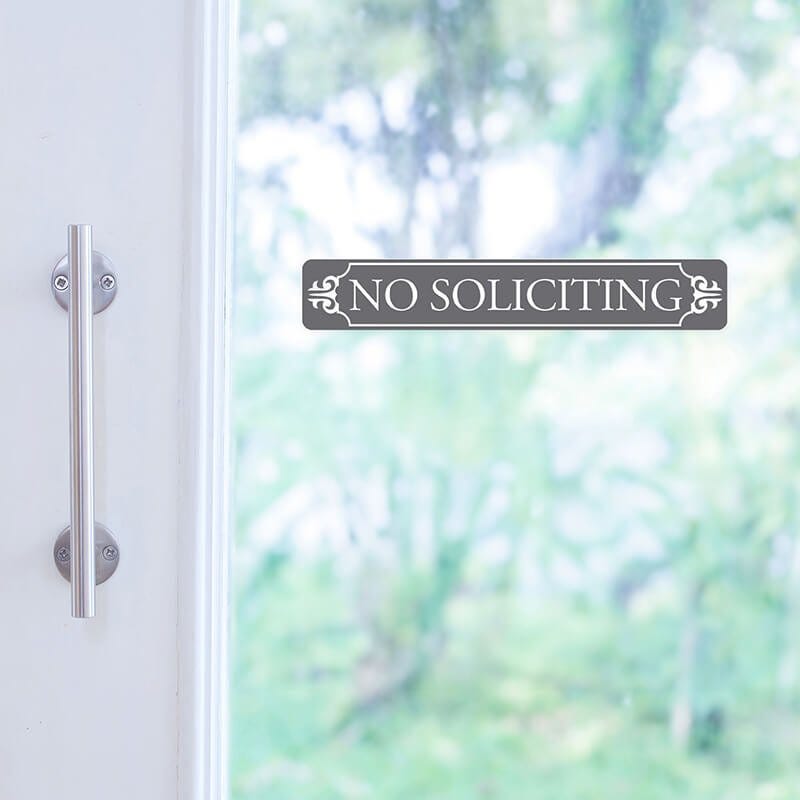 Engraved plastic sign for no soliciting
