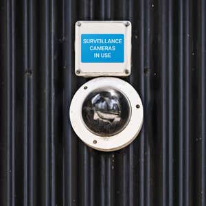Engraved plastic sign for a surveillance camera label