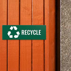 Engraved plastic sign for recycling