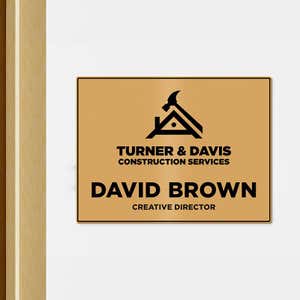 Engraved plastic sign for a construction service company