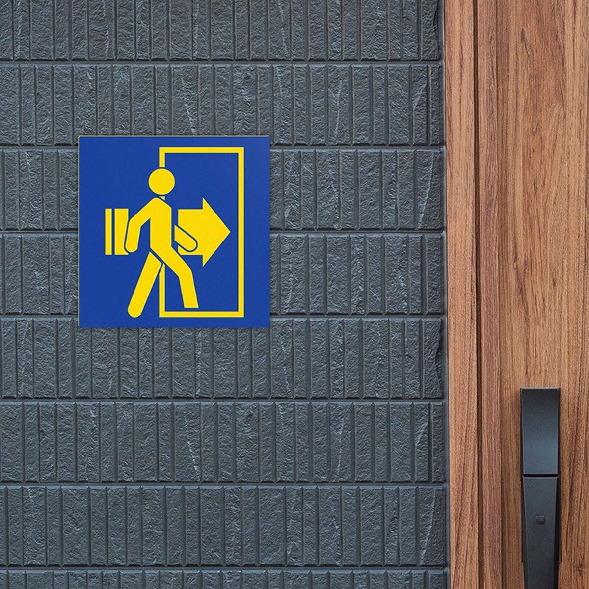 Engraved plastic sign for an entrance 