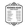 Business Hour Window Decal with Decorative Border - 12 inches by 11 inches