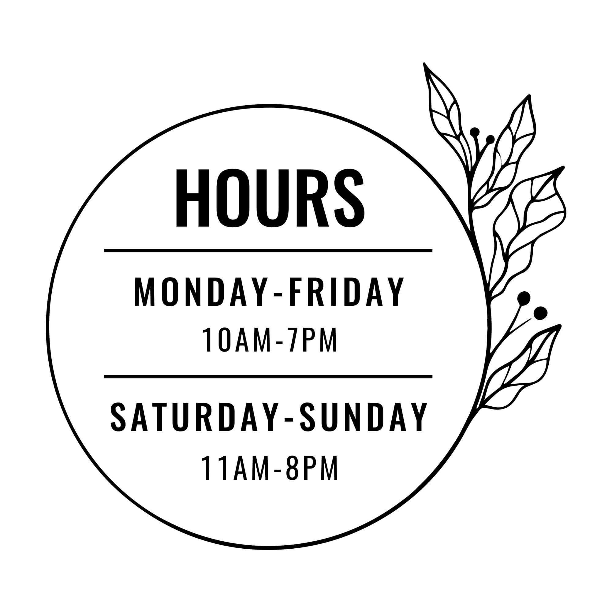 Custom Business Hour Sign with Floral Design