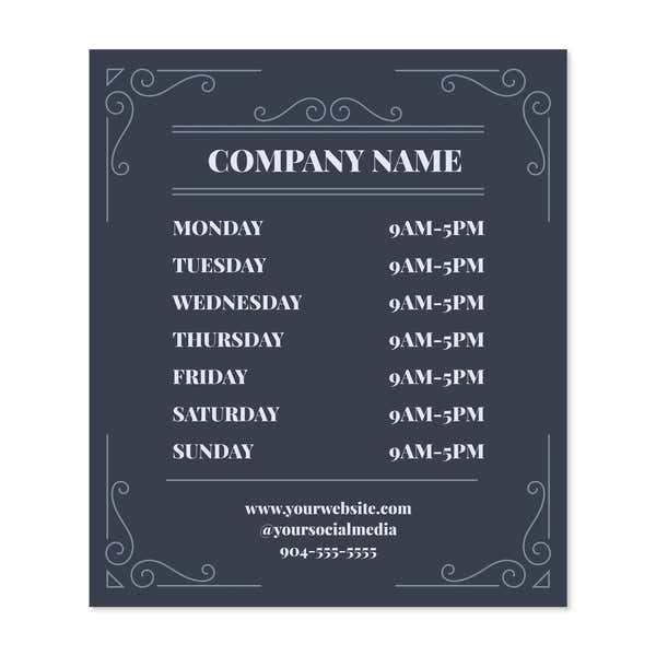 Business Hours Sign - Modern Design