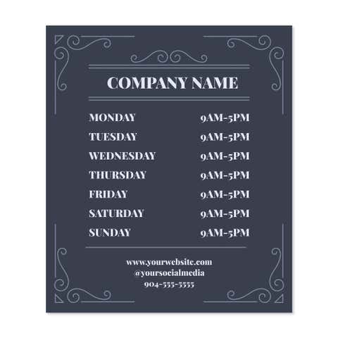 Business Hours Sign - Modern Design