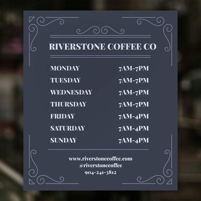 Business Hours Sign - Modern Design - alternate view