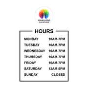 Custom Vinyl Business Hour Decal with Logo