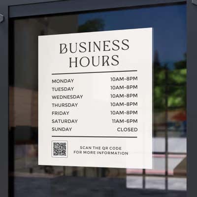 Business Hours Sign - Minimalist Design - alternate view